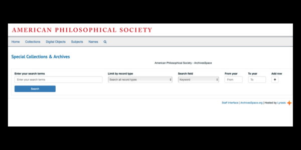 screenshot of manuscript search tool